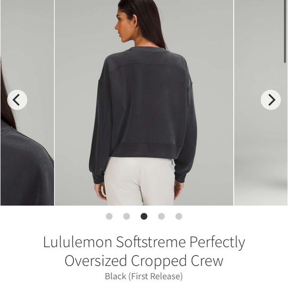 Lululemon perfectly oversized cropped crew Softstreme black sz 2 - Picture 2 of 6